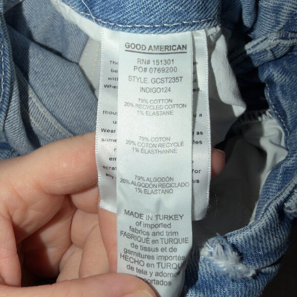 Good American Distressed Straight Leg Jeans Size 2/26 Medium Wash Denim - Picture 6 of 7